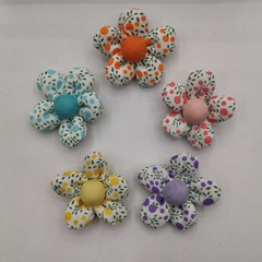 可愛兒童手工DIY髮夾飾品配件布藝碎花五瓣花朵 鞋襪衣服配飾輔料