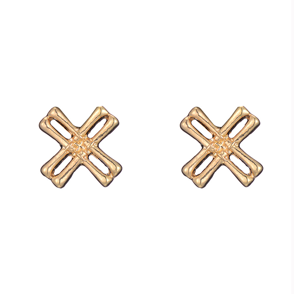 Simple Fashion Geometric Metal Bamboo Cross Earrings Wholesale Nihaojewelry display picture 2