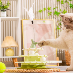 Pet Cat Toys, Interactive Cat Spinner, Entertaining Pet Toy, Trivia Cat Toy, Three-Layer Spinner with Cat Teaser