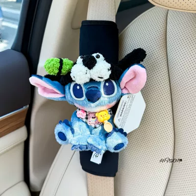 Sürətlər qutusu və əl tormozu başlıqları, Authentic Stitch Car Seatbelt - shoulder-pads-99-black-plush-authentic-squatting-stitch-goofy-hat-black-butter-bib-single