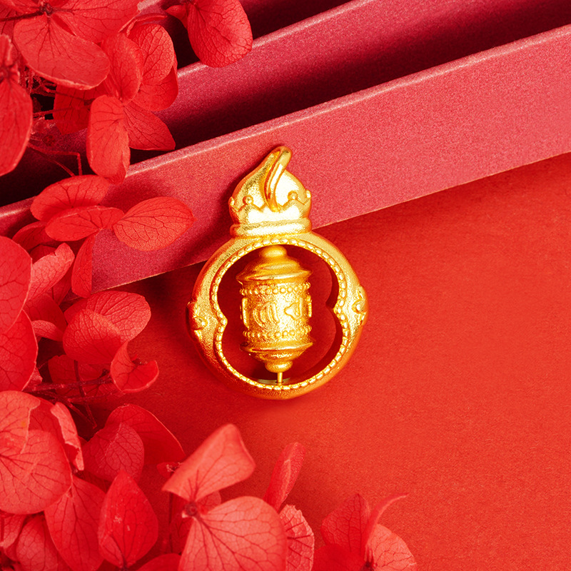 Vietnam oro de seis palabras mantra giratorio oración tubo COLLAR COLGANTE de las mujeres elegante retro de alto grado todo partido cadena de la clavícula