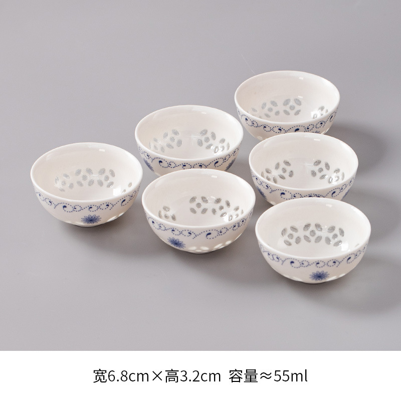 절묘한 녹색 국화 찻잔 6개