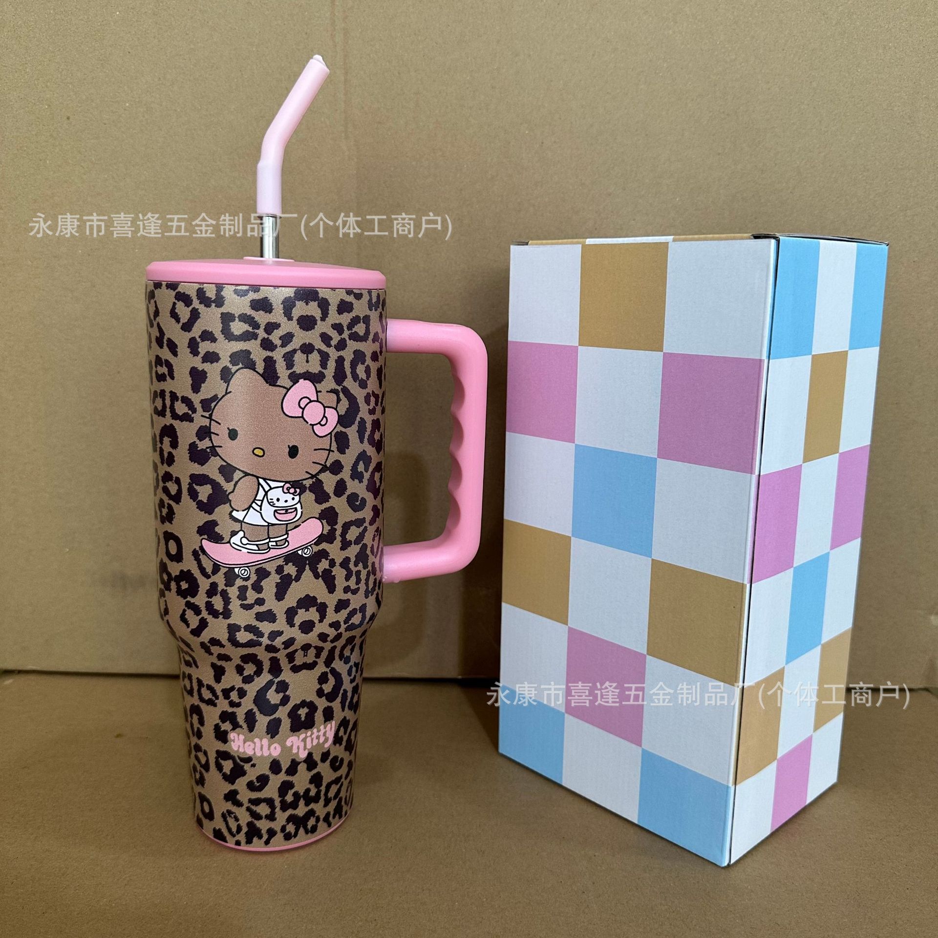 태닝키티텀블러 신형 40Oz 손잡이 자동차 컵 귀여운 캐릭터 차량용 아이스 텀블러 30 이미지 3
