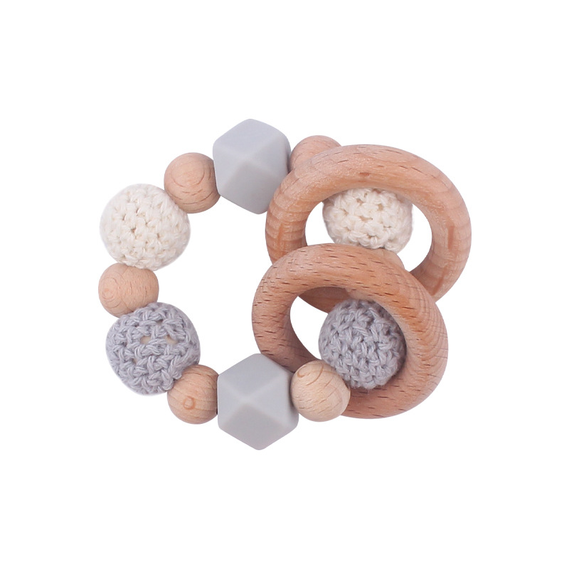 Nuevos suministros para bebés Beech clip chupete cadena calmante bebé pulsera mordedor estrella sonajero conjunto de tres piezas