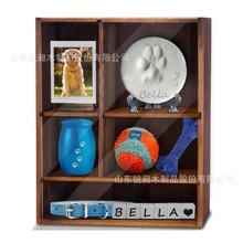 跨境木制宠物纪念盒实木狗狗用品照片影子展示盒壁挂式骨灰收纳盒