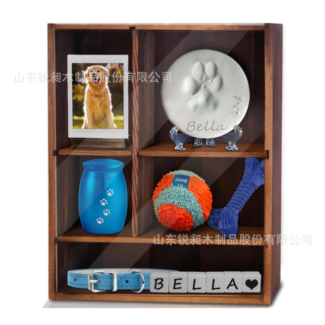 跨境木制宠物纪念盒实木狗狗用品照片影子展示盒壁挂式骨灰收纳盒