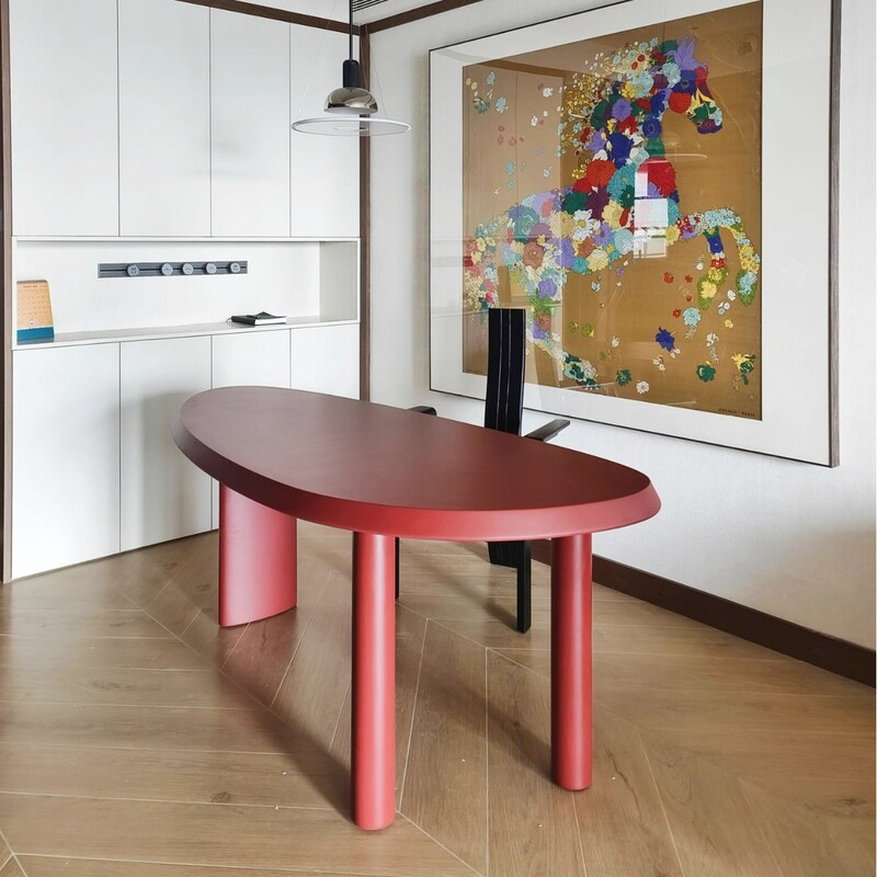 Nordic Dining Table, Solid Wood, Oval, Simple, Natural Wood Long Table, Creative Computer Desk, Designer Personalized Office Conference Table Nordic Dining Table, Solid Wood, Oval, Simple, Natural Wood Long Table, Creative Computer Desk, Designer Personalized Office Conference Table