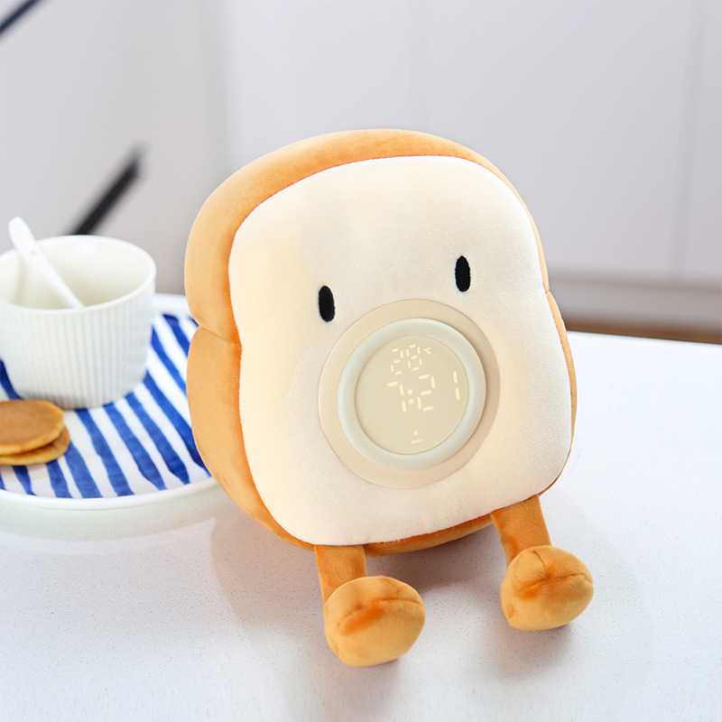 Plush toast alarm clock light USB charging dimming night light bedroom bedside with sleeping baby feeding light in the middle of the night Plush toast alarm clock light USB charging dimming night light bedroom bedside with sleeping baby feeding light in the middle of the night