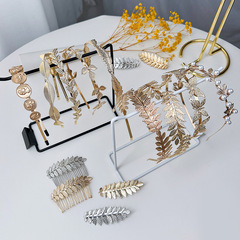 Hot-selling European and American style bridal leaf hairband, party metal leaf hair accessories, elegant crown headband with leaf hairpin for women