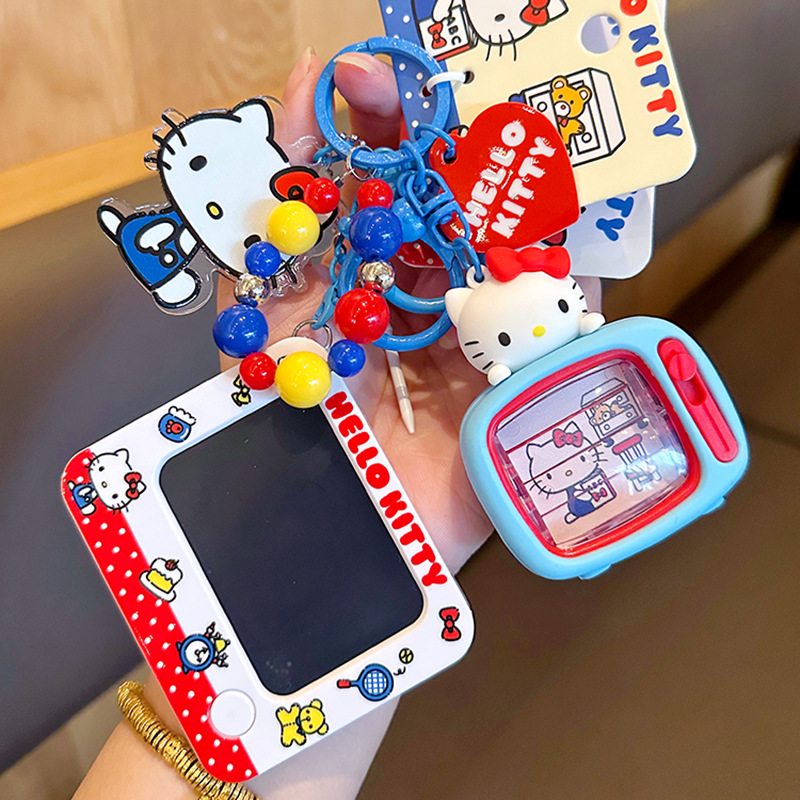 Auténtico HelloKitty animado turnover televisor práctico cuentas de cadena de cuentas de dibujos animados gatos kt llavero