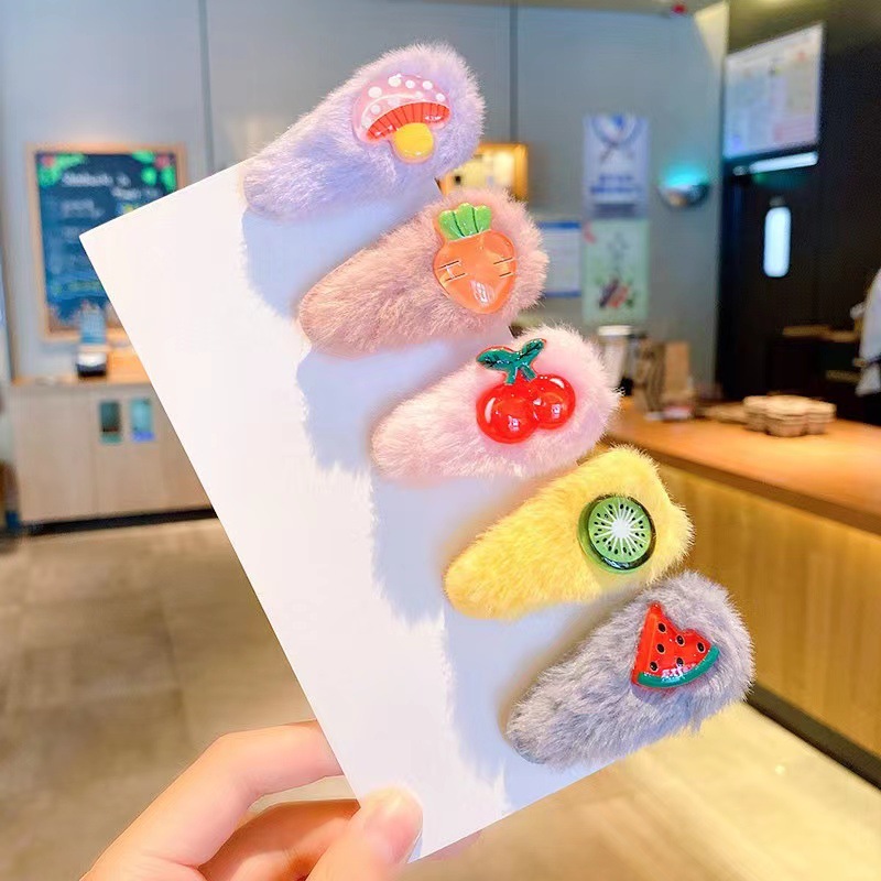 Otoño e Invierno de los niños de felpa horquilla accesorios para el cabello clip de bebé pelo roto BB clip lindo lana horquilla niña princesa accesorios para el cabello