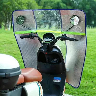 Electric car motorcycle front windshield plastic heighening and widening transparent windshield windshield cover windshield tricycle (Motorcycle front windshield) - blue-bezel-cordless-model