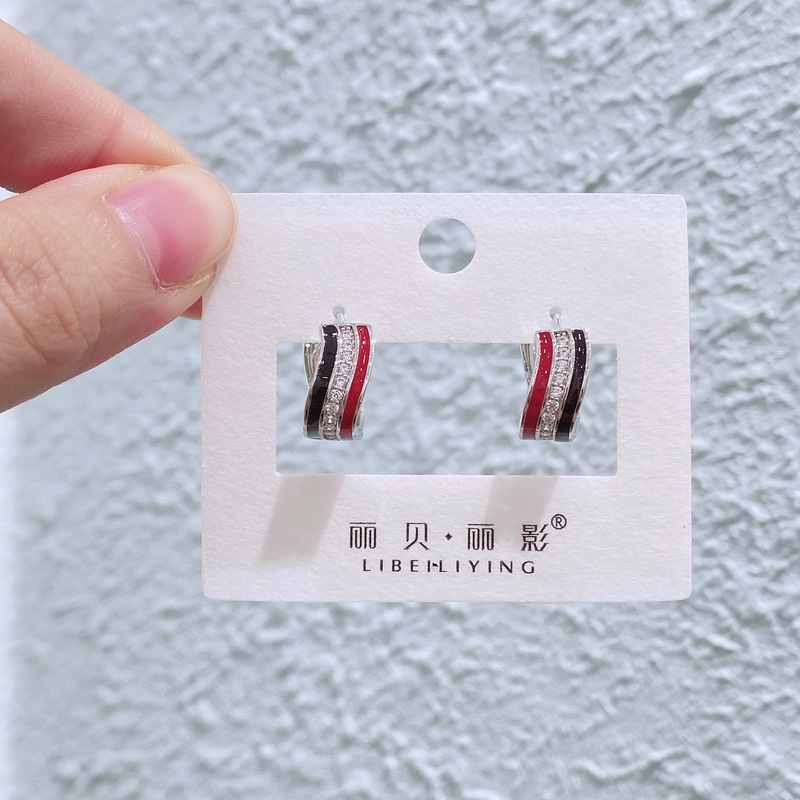 丽银/丽贝丽影甜美可爱闺蜜少女韩版气质滴胶红色蝴蝶结新款耳饰|undefined