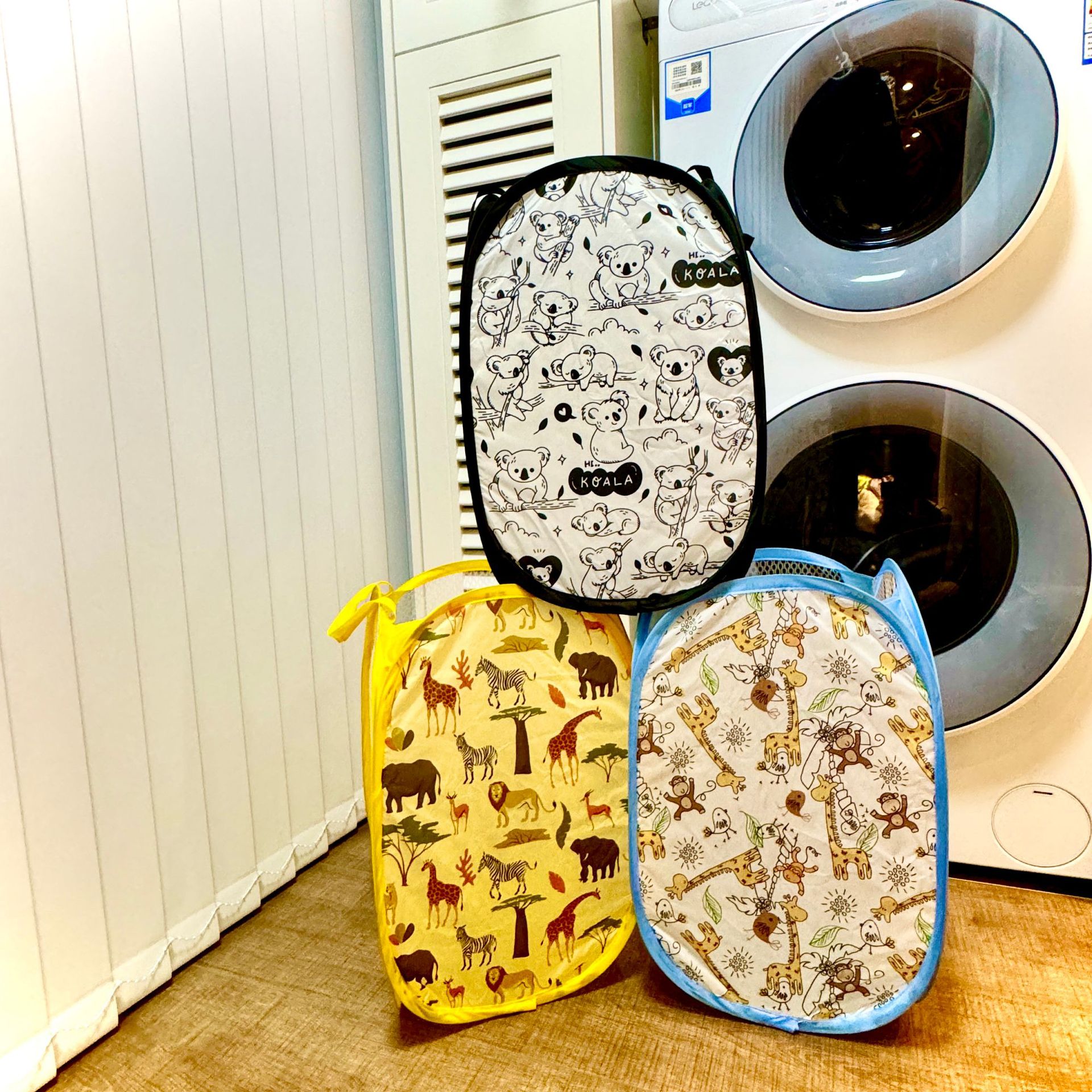 Household Bathroom Clothes Basket Large Clothes Basket Foldable Cartoon Storage Laundry Basket Breathable Mesh Dirty Clothes Basket