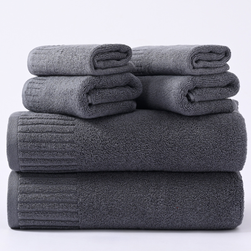다크 그레이 울 목욕 타월 6 종 세트