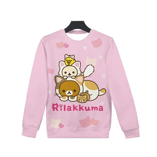 Rilakkuma可爱小熊卡通动漫周边衣服套头圆领3D数码印花卫衣