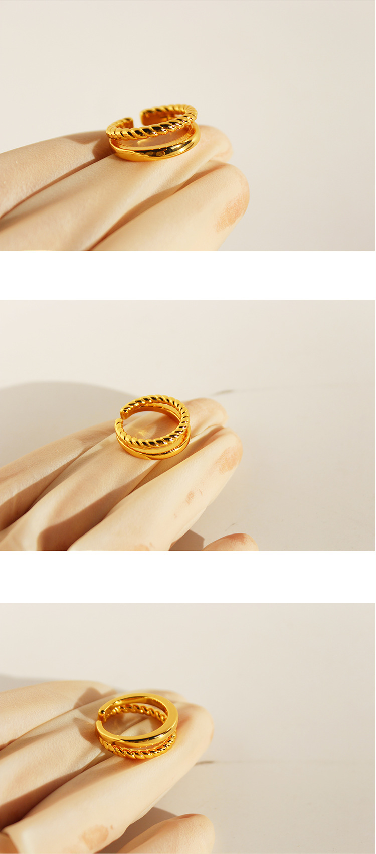 Retro Geometric Brass Plating Open Ring 1 Piece
