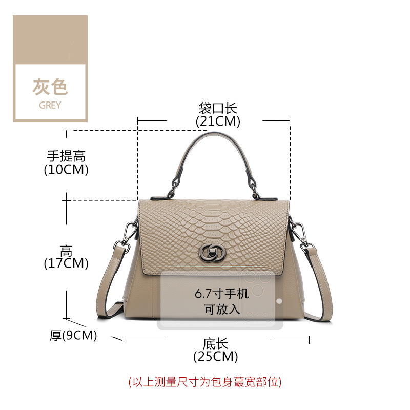 Casual Genuine Leather Shoulder Bag For Women 2026 New Arrival Versatile Large Capacity Crossbody Bag Crocodile Embossed Cowhide Handbag Small - Thumbnail 7