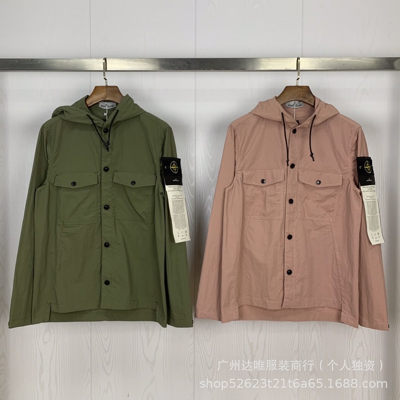 跨境Stone石头欧美多口袋袖章抽绳连帽工装男女夹克外套休闲百搭|undefined