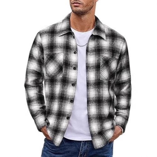 Men's European and American new products plaid casual long-sleeved shirt coat casual all-matching