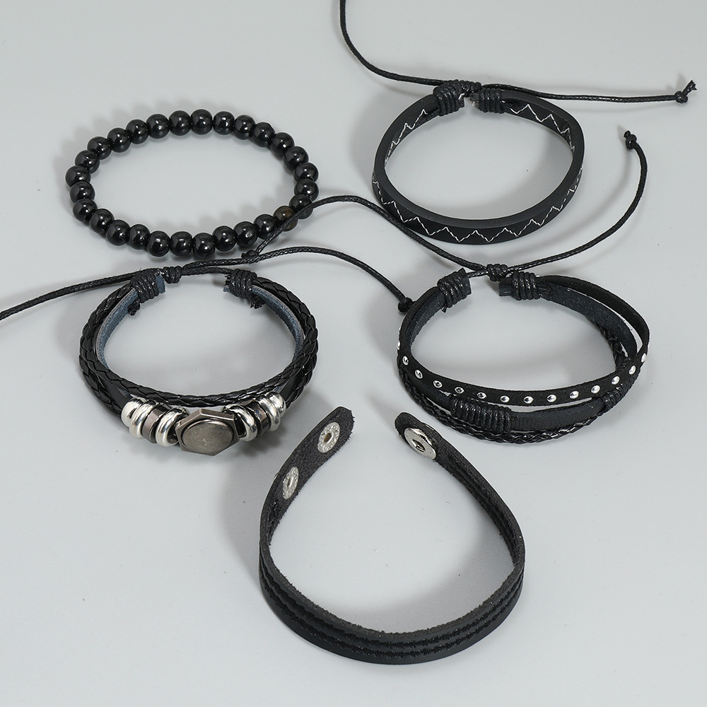 Fashion Geometric Pu Leather Knitting Unisex Bracelets