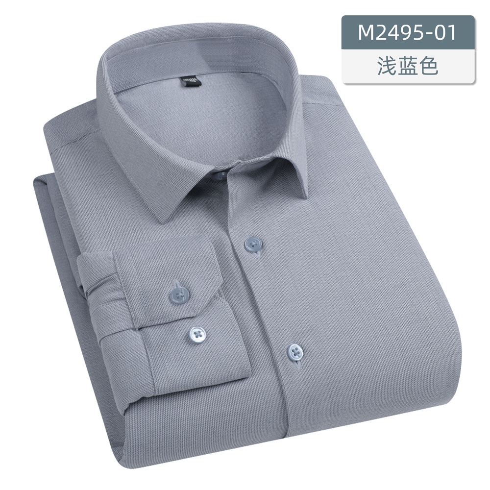 Invierno nuevo aerogel ligero calentamiento camisa de negocios hombre manga larga color sólido camisa de algodón gruesa para hombre