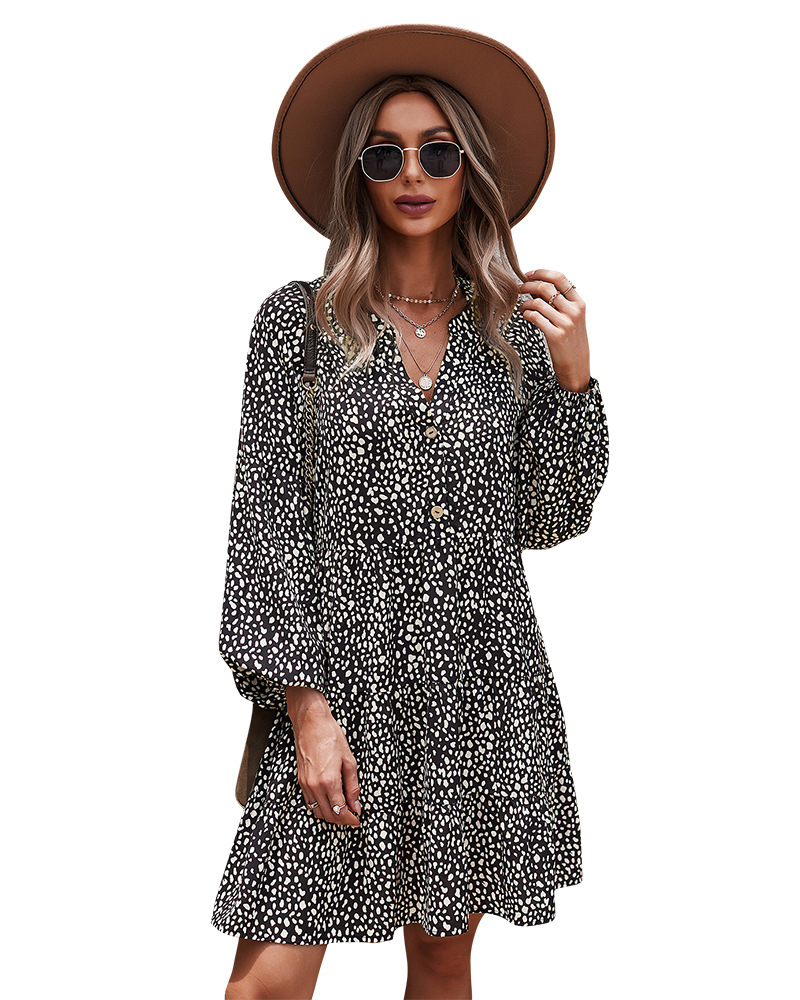 women s long-sleeved leopard print dress nihaostyles clothing wholesale NSDY73971