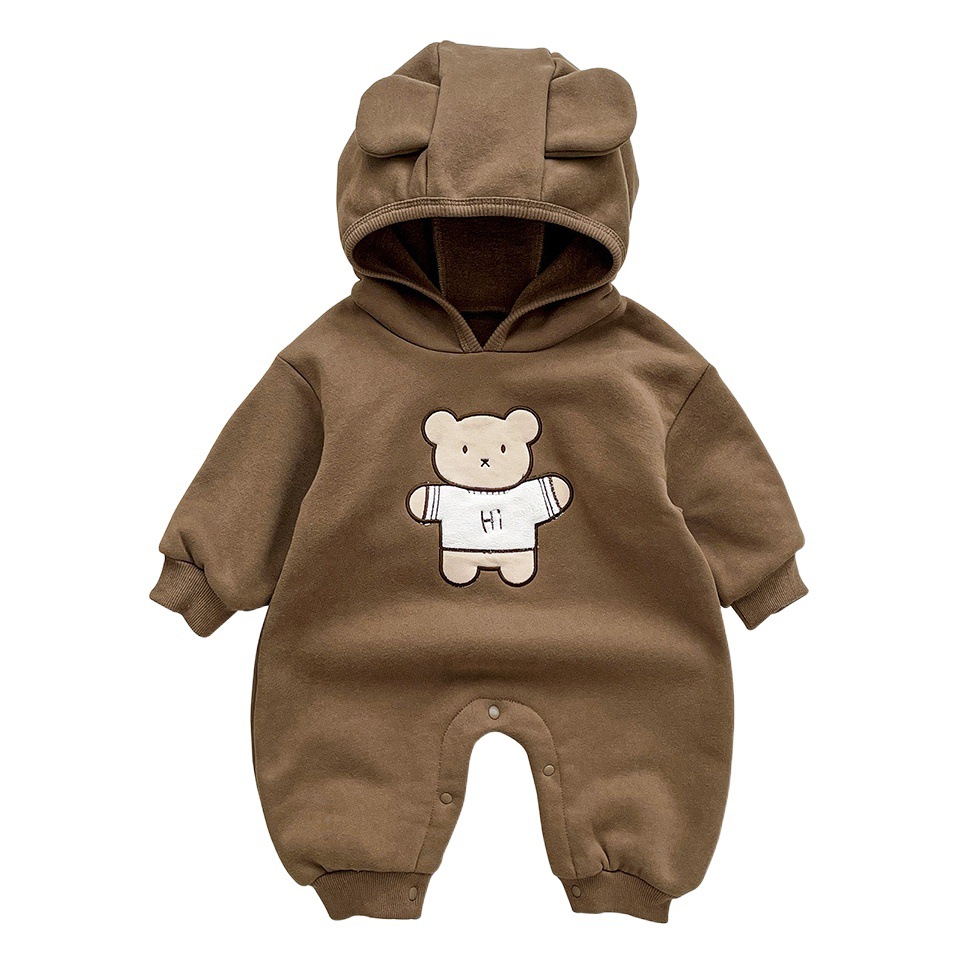 2023 otoño e invierno Bebé lindo oso mameluco de una pieza ins estilo coreano recién nacido bebé con capucha mameluco de salida