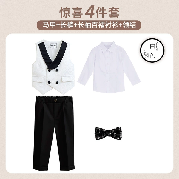 Trousers, set, shirt, vest, bow tie