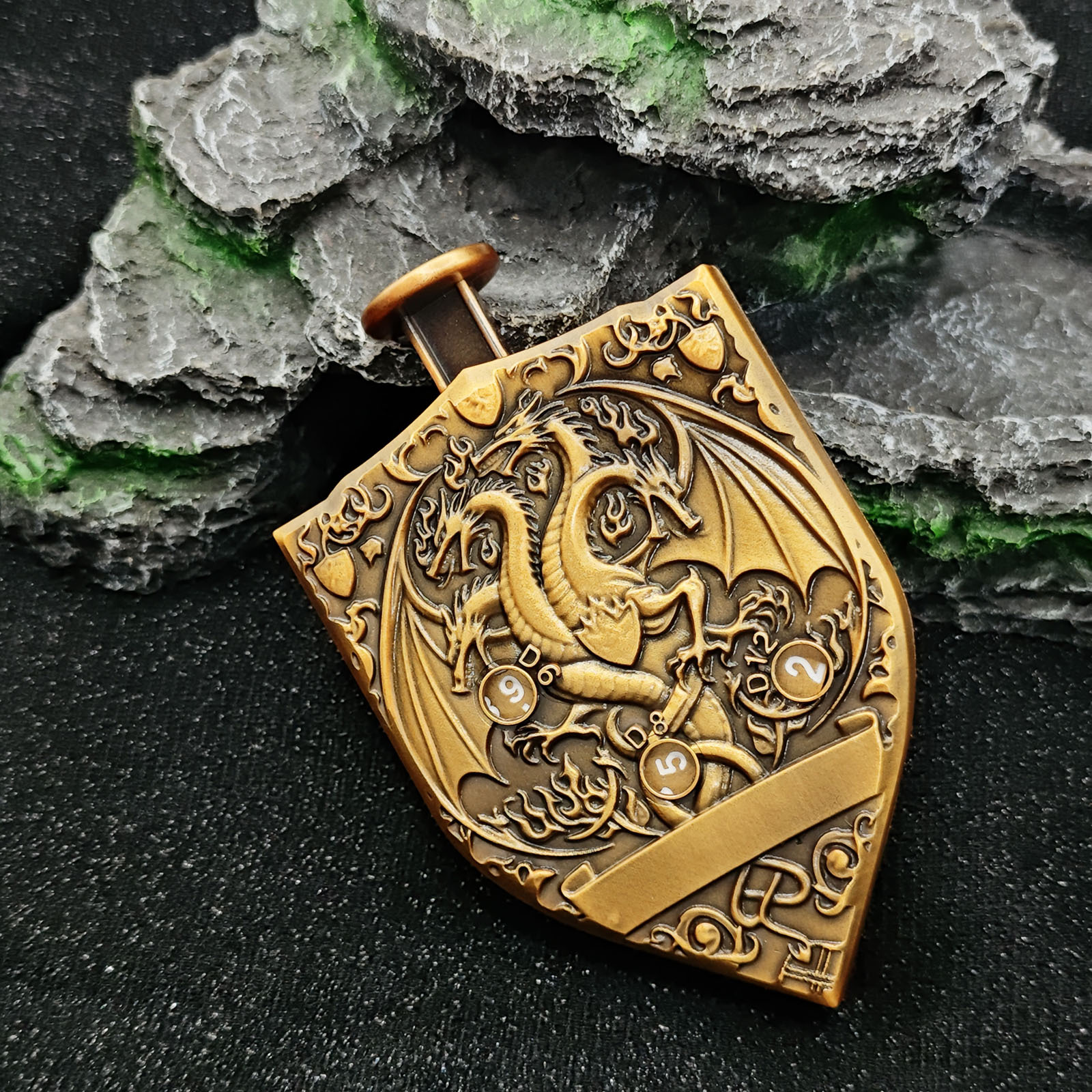 金属d&d按钮轮盘骰子TRPG龙与地下城7合1转盘骰子COC游戏D6骰子