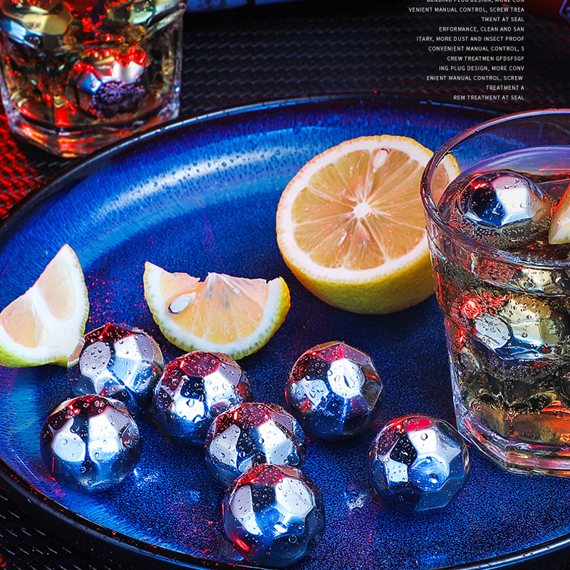 304 de acero inoxidable cubo de hielo congelado partículas de hielo de metal clip de partículas de hielo creativo whisky de acero inoxidable cubo de hielo congelado hockey sobre hielo