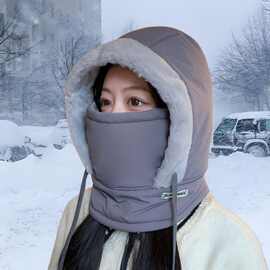 冬季保暖雷锋帽子男女护耳加绒加厚防寒面罩围脖骑车一体防风骑行