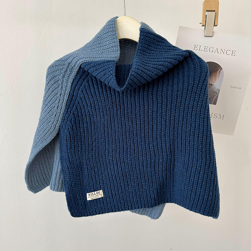 Nuevo color a juego split pullover bufanda chal estilo coreano versátil grueso cálido cuello protección exterior chaleco bufanda