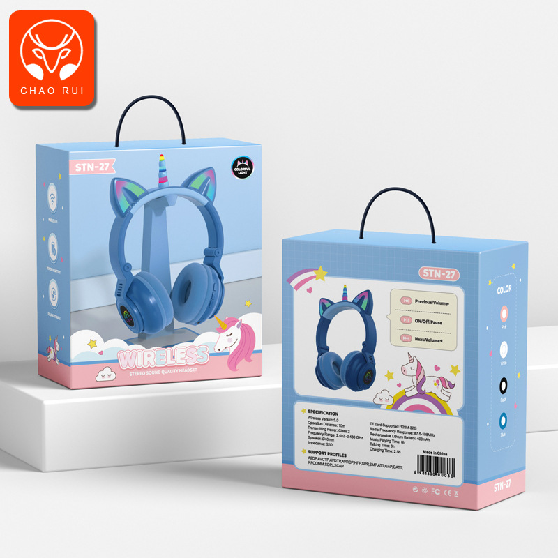 Nuevo lindo macaron gato oído auricular Bluetooth inalámbrico juego de deportes auriculares para Android Apple