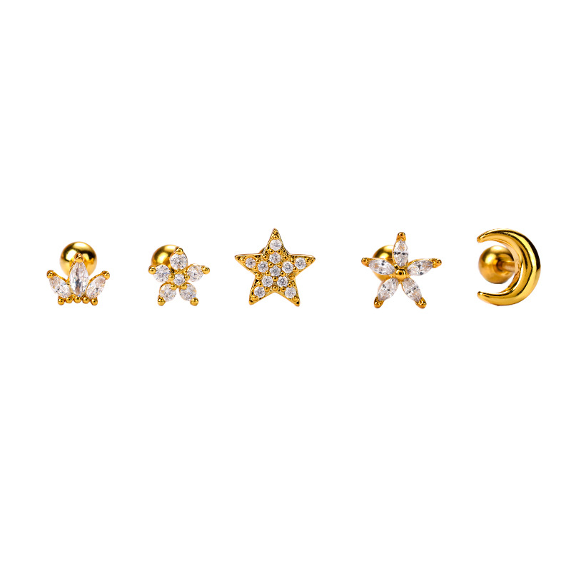 Fashion Star Moon Stainless Steel Plating Zircon Ear Studs 1 Piece display picture 17