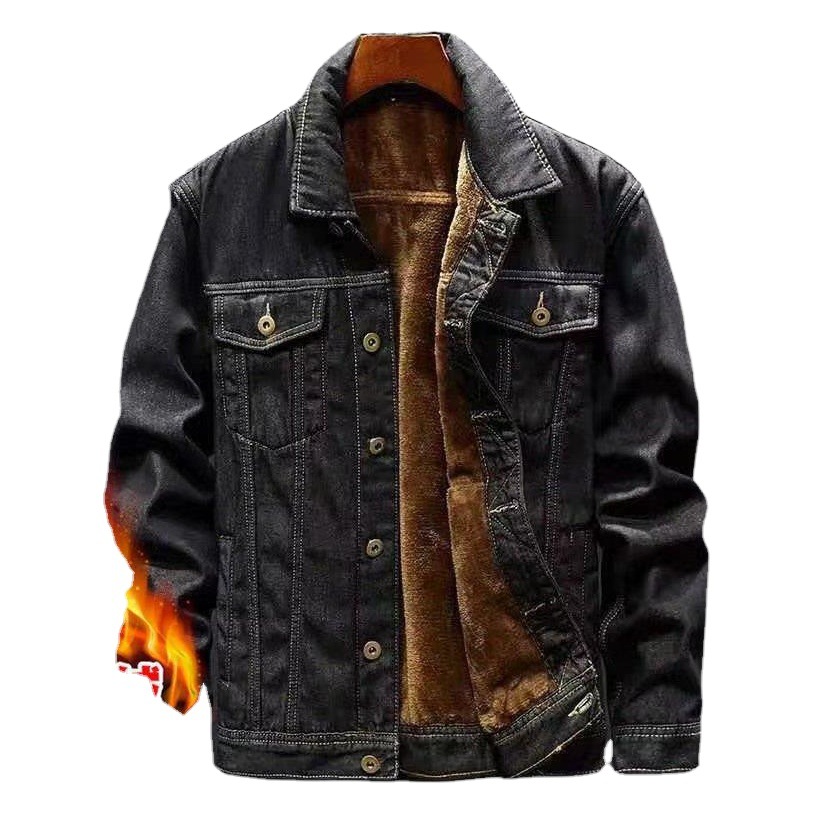 Otoño e Invierno Pu Shuai Chaqueta de algodón acolchado ropa de abrigo mapache de los hombres Denim forrado de lana engrosada más el tamaño de grasa Ropa de los hombres de la Juventud