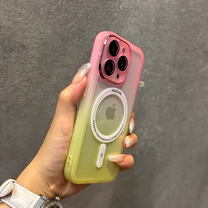 带镜头膜渐变色磁吸适用iPhone16promax手机壳苹果15软硅胶多巴胺|undefined