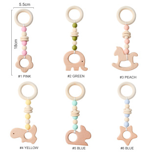 HOT baby teething toy dinosaur elephant flower beech wood molars Toy Amazon HOT sale products