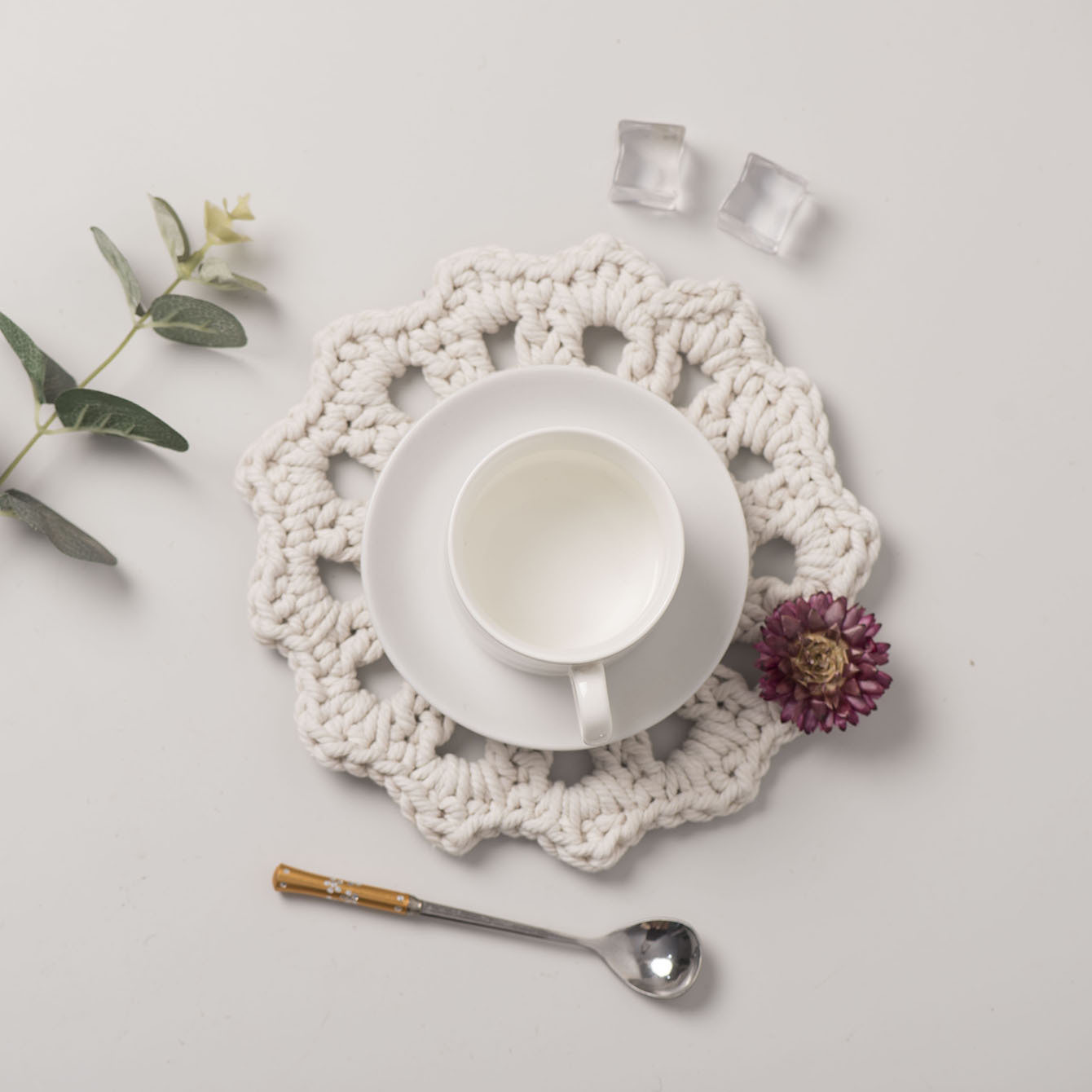 Nórdico de algodón cuerdas de viento taza almohadilla de alta calidad decoración de mesa de comedor cuerdas de algodón trenzadas almohadilla de aislamiento térmico circular accesorios de comida occidental almohadilla de platos