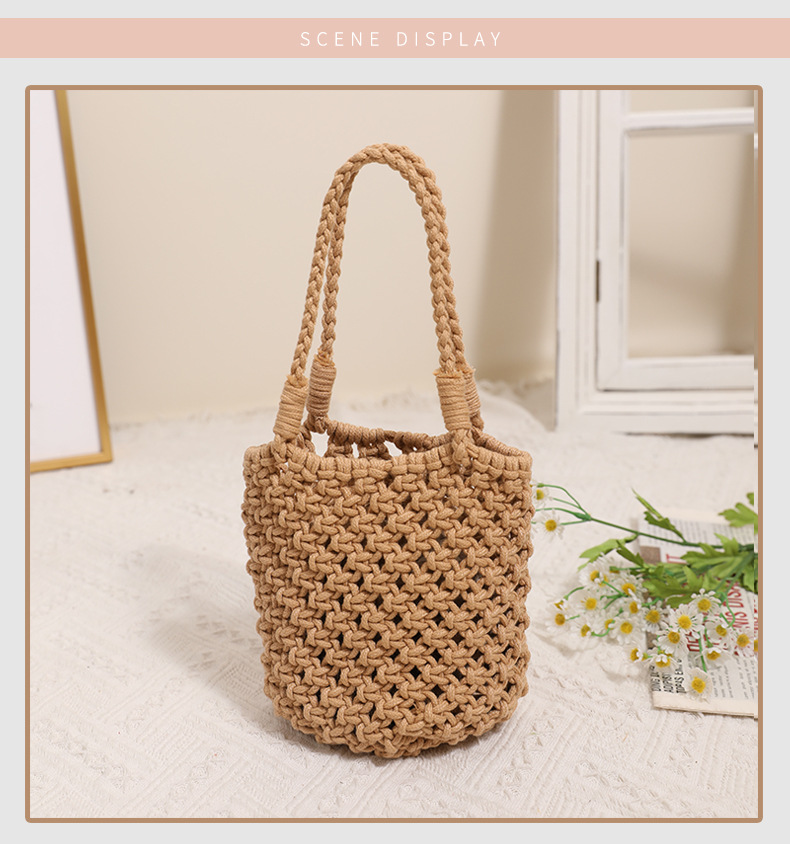 Women's Small Polyester Solid Color Vintage Style Round Open Bucket Bag display picture 1