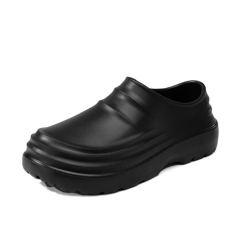 Baotou zapatillas para hombres verano 2025 nuevo antideslizante impermeable con suela suave zapatos de cocina de color sólido zapatos de protección laboral