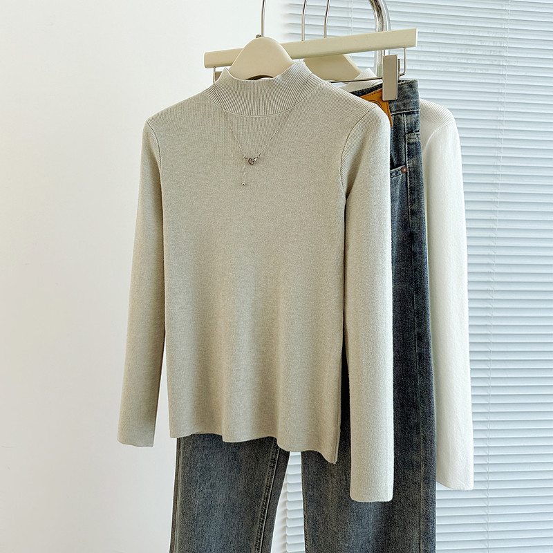 商品详情图_实拍原版半高领打底衫秋冬新款羊毛针织衫女百搭洋气