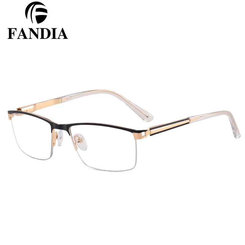 91342 gafas de medio marco ultraligero para hombres miopía marco de ojos puede equiparse con grados de gran cara gran marco de gafas de luz plana