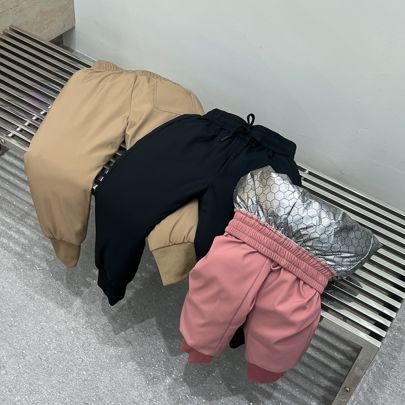 2024 New Winter Children's Down Pants, Boys and Girls, Thickened, Casual, Warm, Black and Gold Graphene Pants for Medium and Large Children