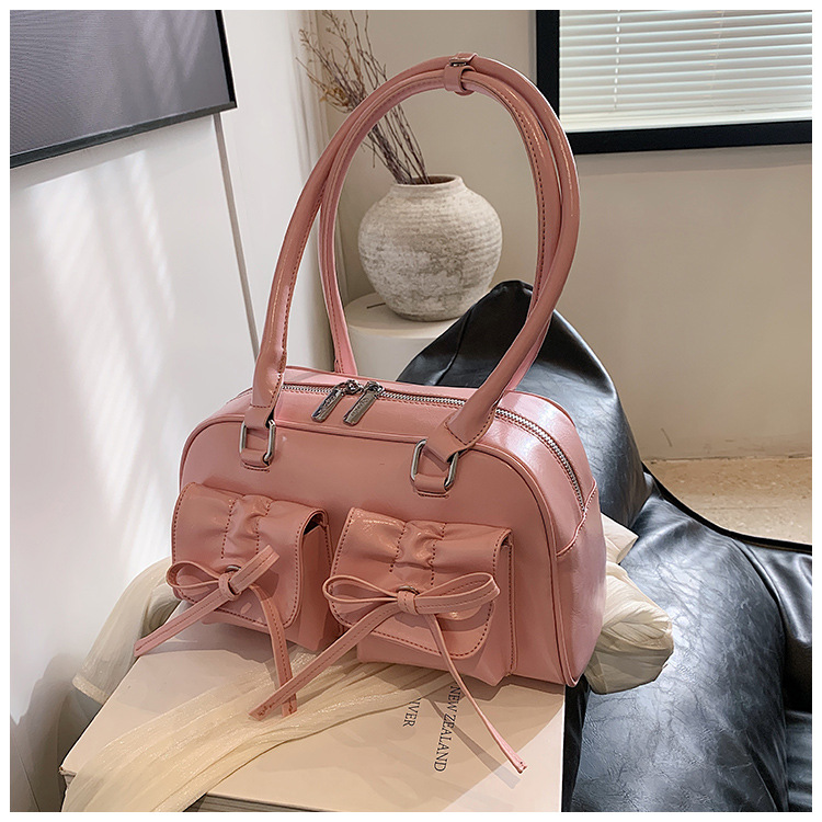All Seasons Season Women's Gender Women's Small Pu Leather Bow Knot Streetwear Zipper Underarm Bag