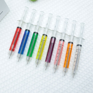 in stock syringe syringe ball-point pen plastic transparent simulation syringe modeling pen vaccine injection pen can print logo