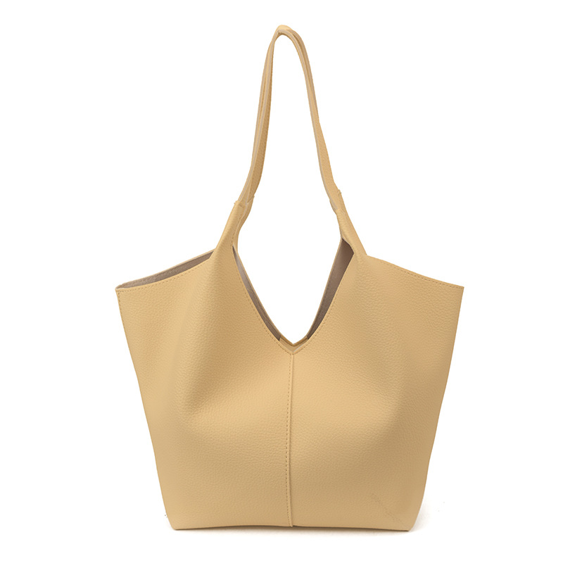 Large Capacity Fashion Tote Bag For Women 2026 New Minimalist Relaxed Shoulder Bag Commuter Genuine Leather Large Dual-Use Bag - Thumbnail 5