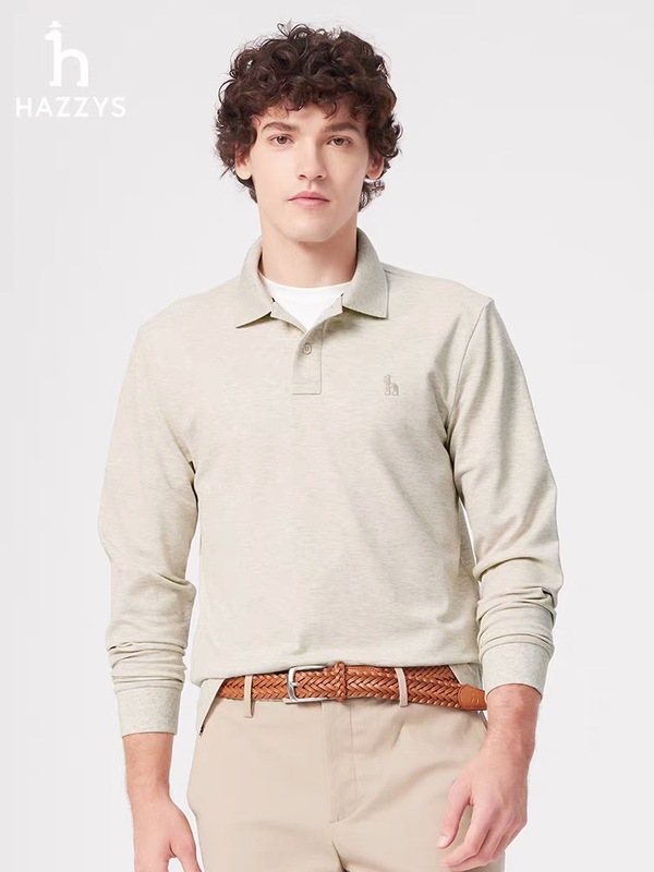 Hazzys/哈吉斯25秋季新款男Polo衫长袖T恤休闲上衣一件代发|undefined