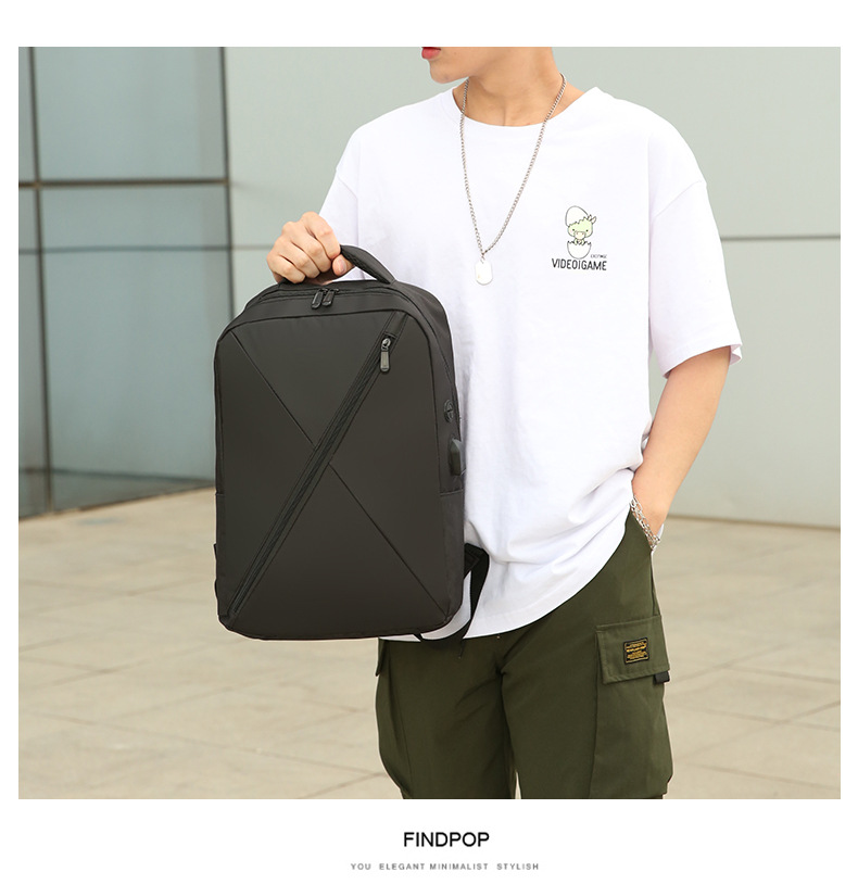 New simple and individual color-blocked backpack, large-capacity fashionable and trendy backpack, business commuting, student computer schoolbag undefined