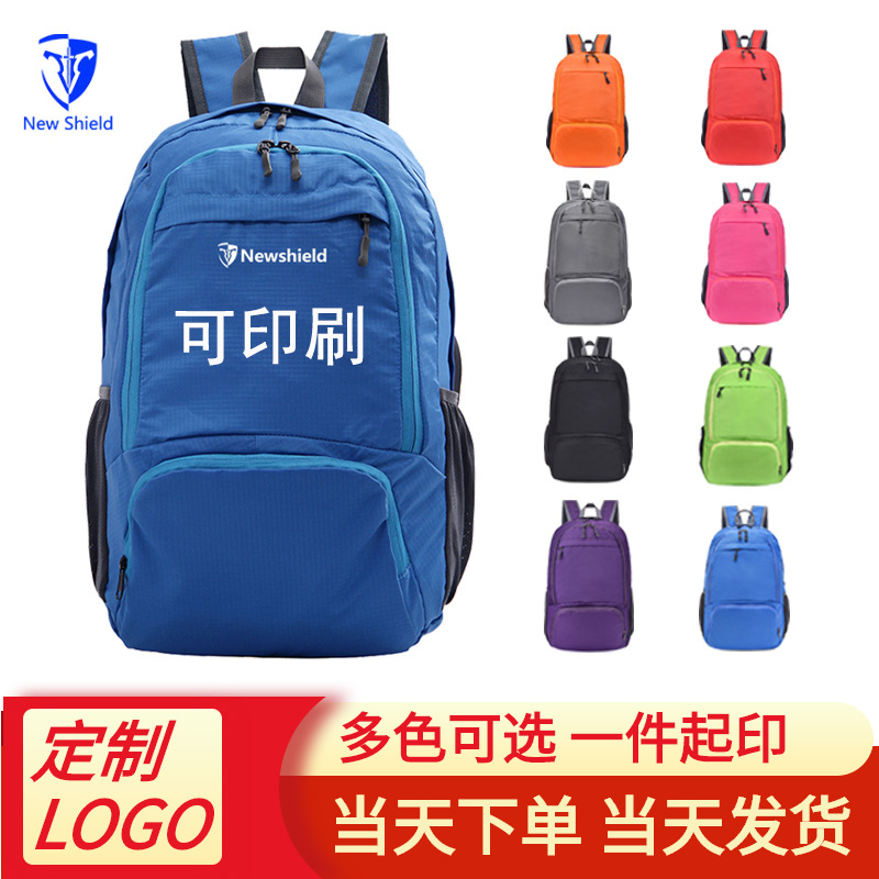 Mochila plegable de fabricante al por mayor, mochila de viaje ligera, impermeable, para montañismo, senderismo y deportes, con logotipo.